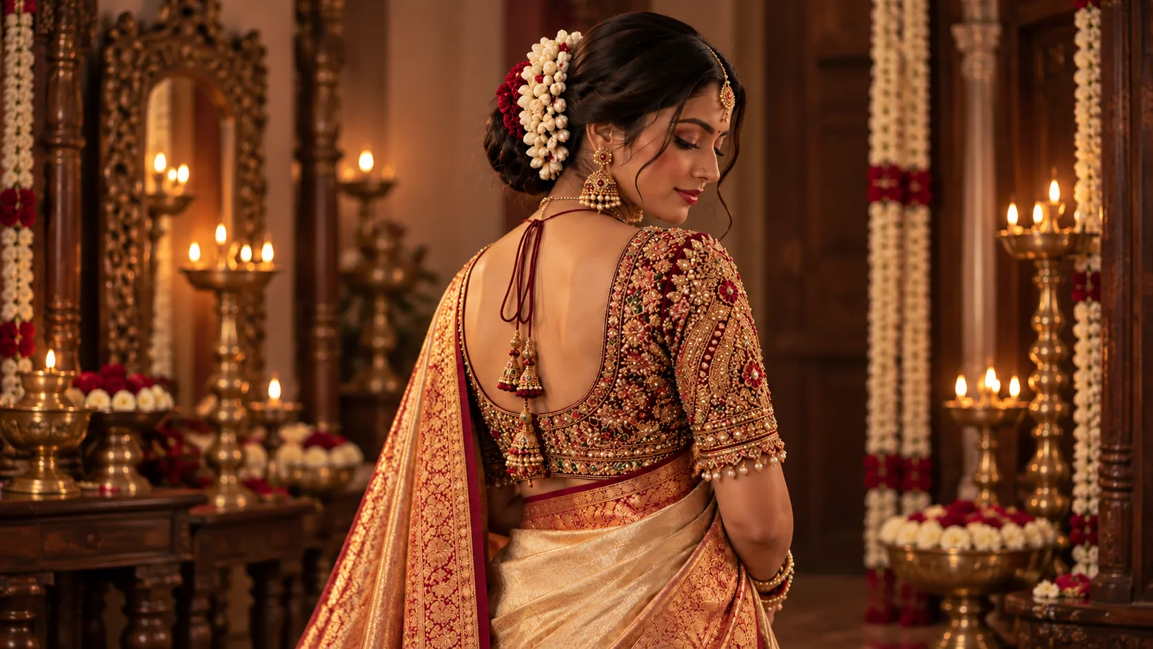 Custom bridal blouse stitching with aari embroidery, Faamys Fashions Anna Nagar Chennai