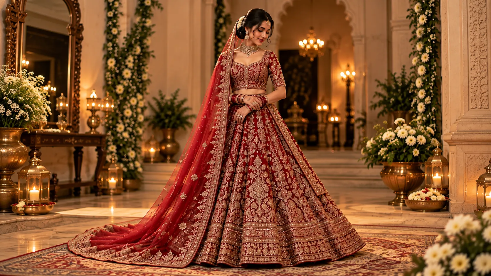 Bridal lehenga stitching with full embroidery work, Faamys Fashions Chennai