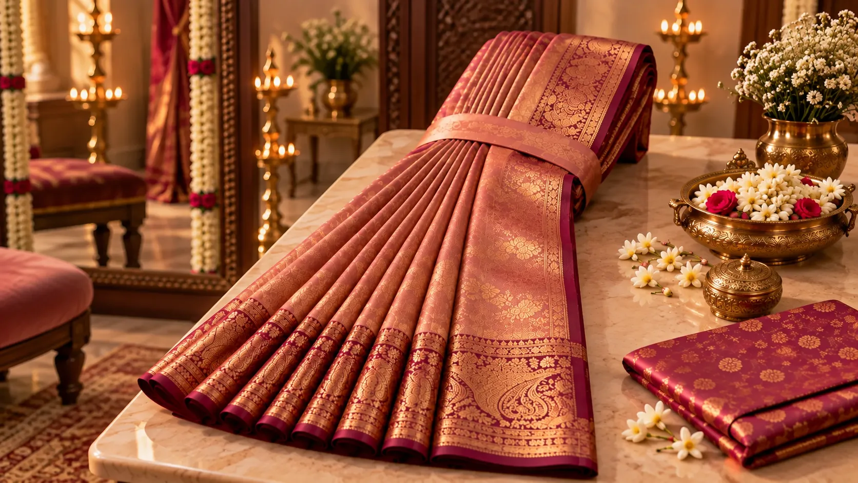 Professional saree pre-pleating service ready in 4 hours, Faamys Fashions Anna Nagar Chennai